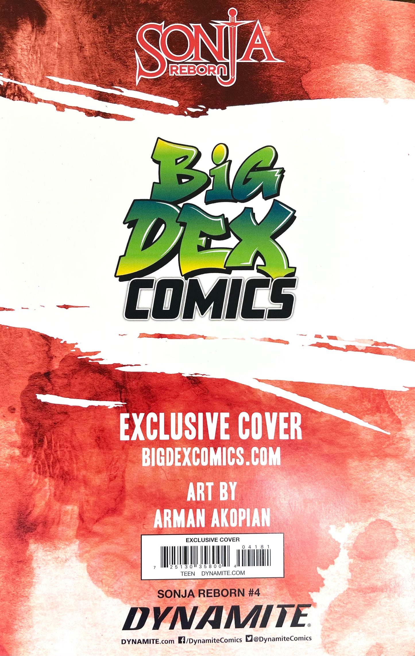 Sonja Reborn #4 ARMAN AKOPIAN Big Dex Comics Virgin Variant