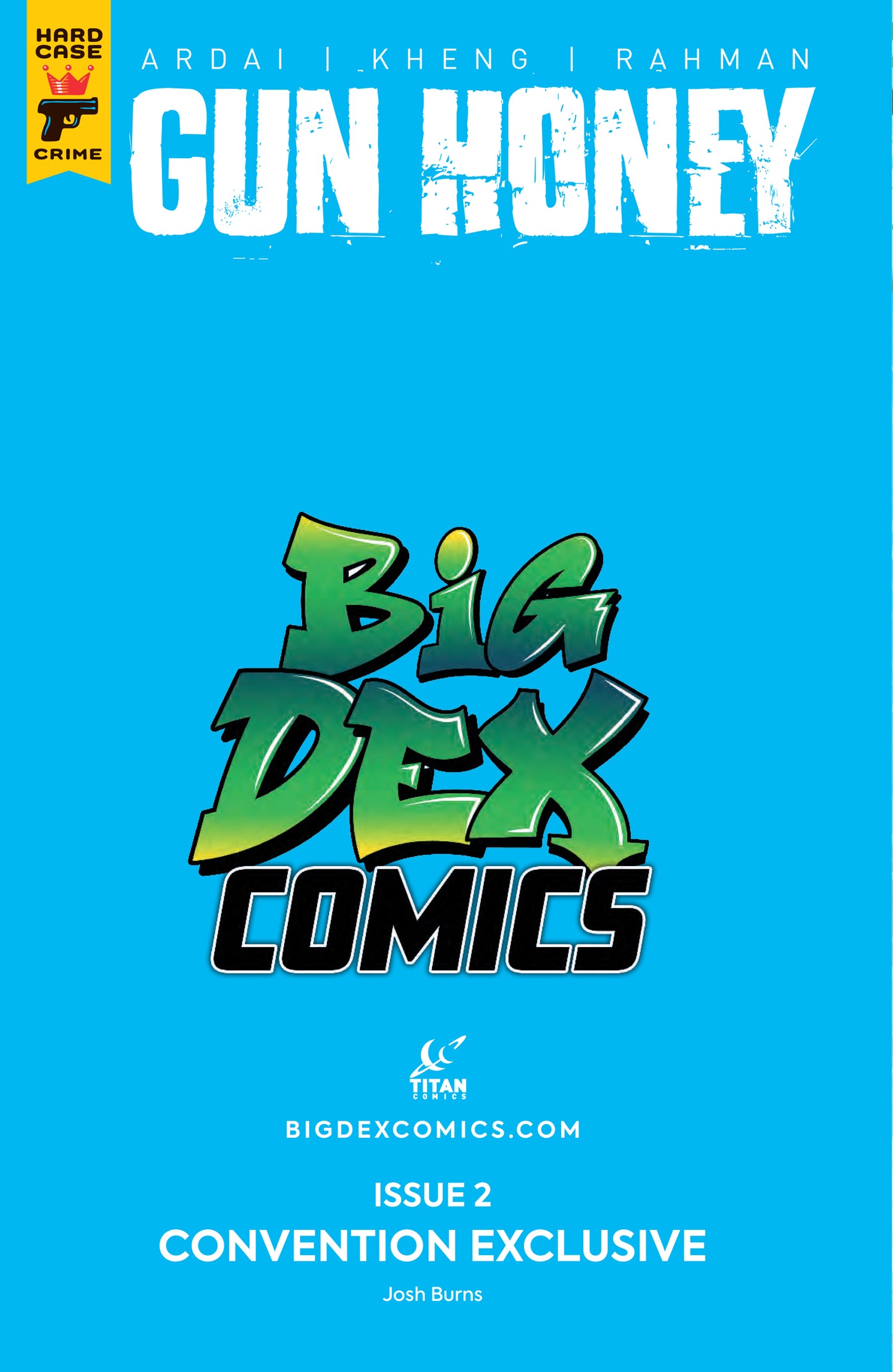 Back cover of Gun Honey #2 Josh Burns HeroesCon Exclusive Virgin Variant from Big Dex Comics HeroesCon exclusive release.