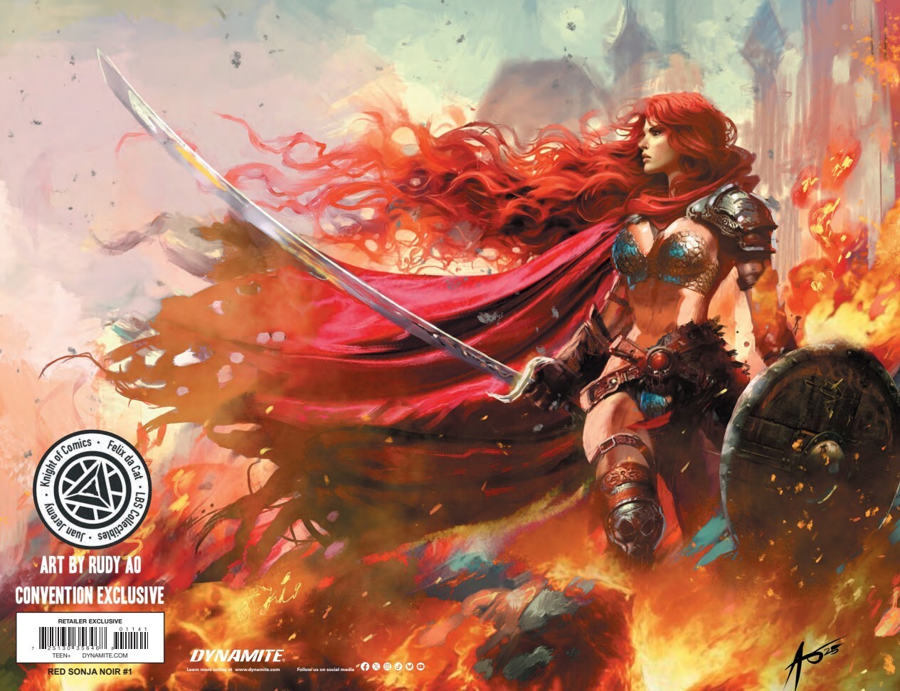 RED SONJA NOIR #1 - RUDY AO VIRGIN VARIANT WRAPAROUND COVER A HEROESCON EXCLUSIVE