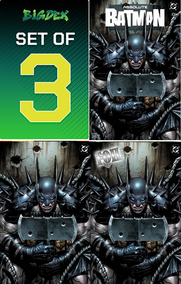 Absolute Batman #22 MICO SUAYAN SDCC Exclusive Set of All 3 Covers including the Trade Dress, Virgin, and Foil Virgin Variants featuring artwork by Mico Suayan.