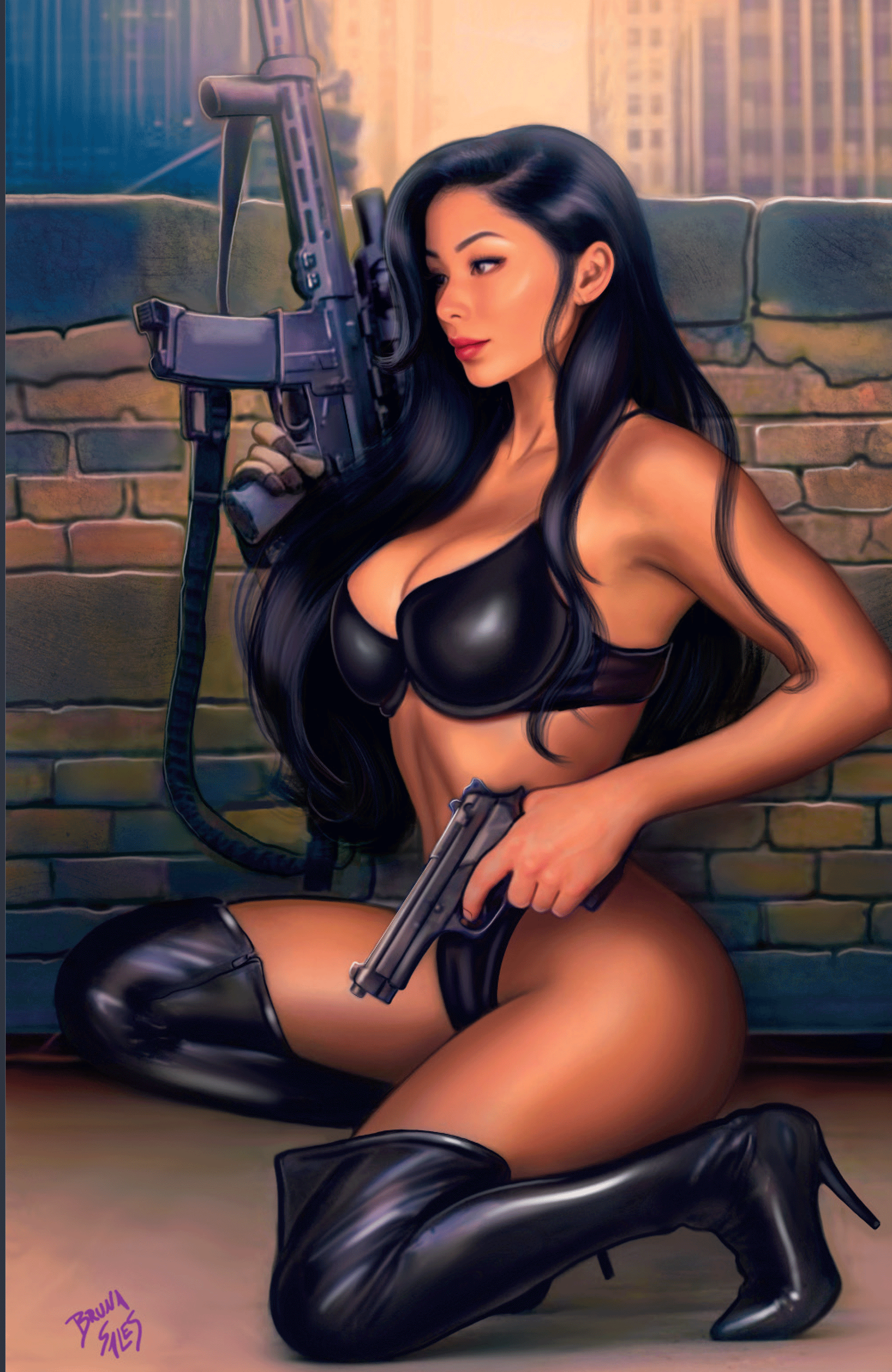 Gun Honey #1 BRUNA SALES Big Dex Comics Exclusive Virgin Variant front cover featuring full artwork with no trade dress