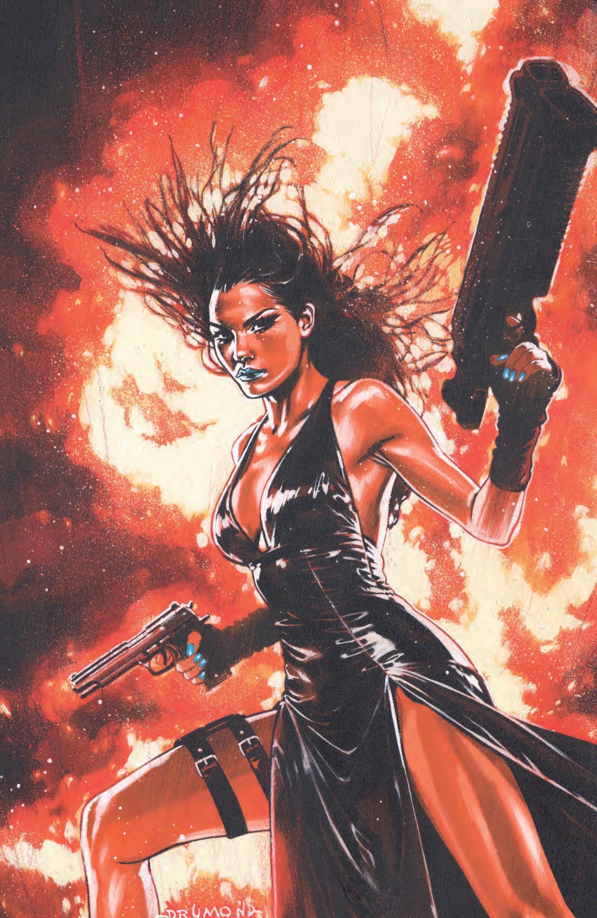 Gun Honey #2 Ricardo Drumond HeroesCon Exclusive Virgin Variant comic cover featuring stylish noir-inspired artwork of Joanna Tan from Titan Comics.